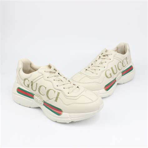 rhyton leather sneaker with gucci logo|Gucci rhyton sneakers 25.